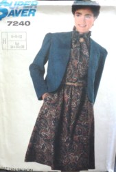 7240 '85 BOLERO JACKET,RUFFLE FLARE DRESS PATTERN 10-14,6-10